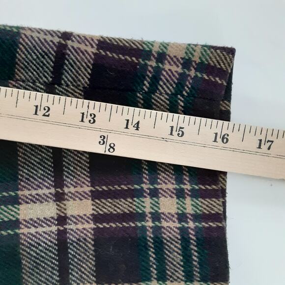 Vintage 1980s Wool Blend Blazer Jacket Tartan Plaid Green Purple Oversized Sz 16 - Picture 8 of 8